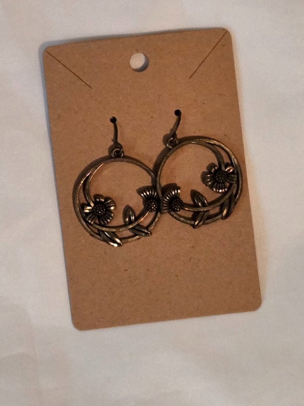 Bronze/Brass tone dangle floral earrings